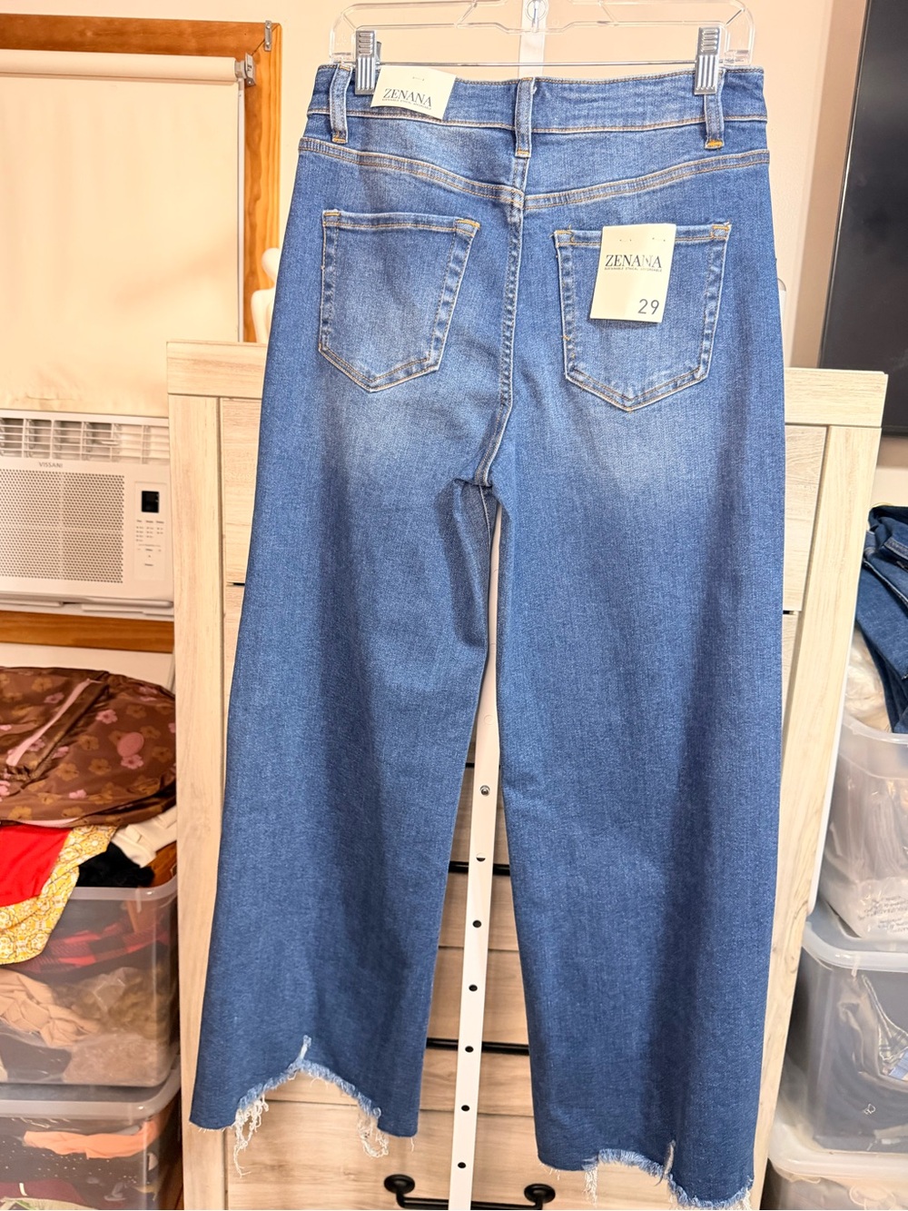 Zenana Outfitters Wide-Leg Raw Hem Jeans - Picture 2 of 2